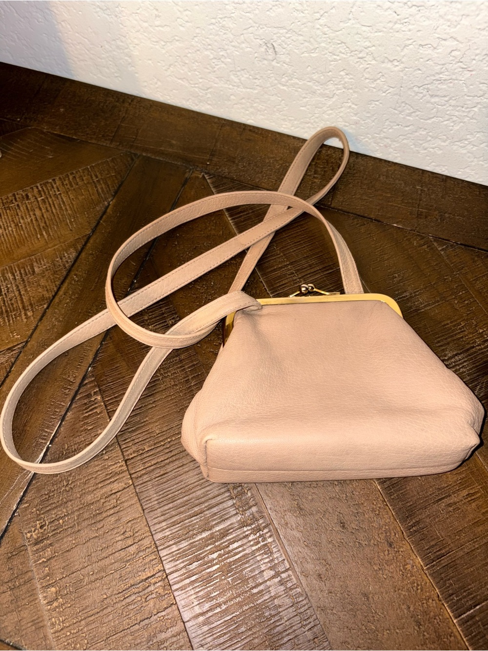 Sova Blush Leather Kiss lock Crossbody Bag